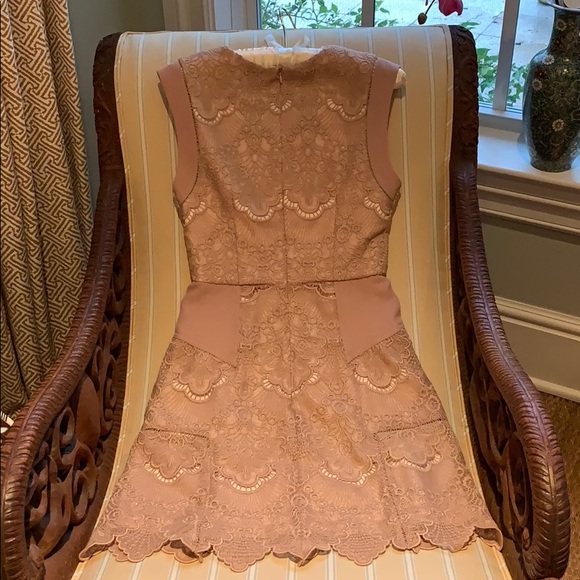 REISS FEMININE LACE FIT AND FLARE DRESS IN NUDE SIZE 4 - Picture 12 of 14